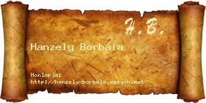 Hanzely Borbála névjegykártya